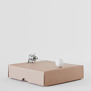 Zimoun | 1 prepared dc-motor, cotton ball, cardboard box